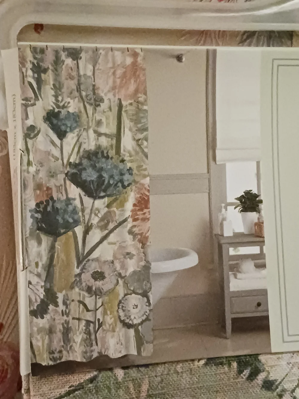 Market Street Bath Wildflower Thyme Shower Curtain 100% Cotton